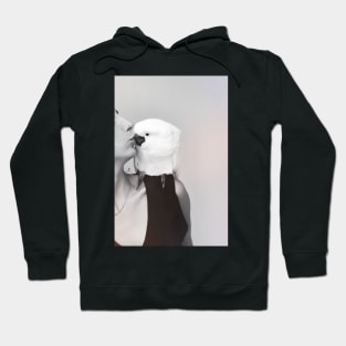 white cockatoo kiss love picture blanc and white grey Hoodie